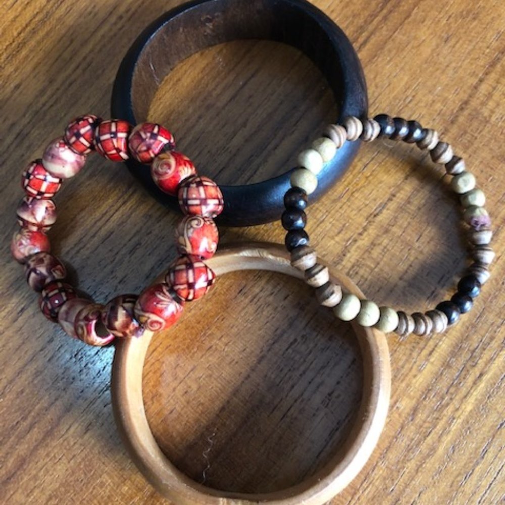 Free with purchase. Wood bracelet bundle